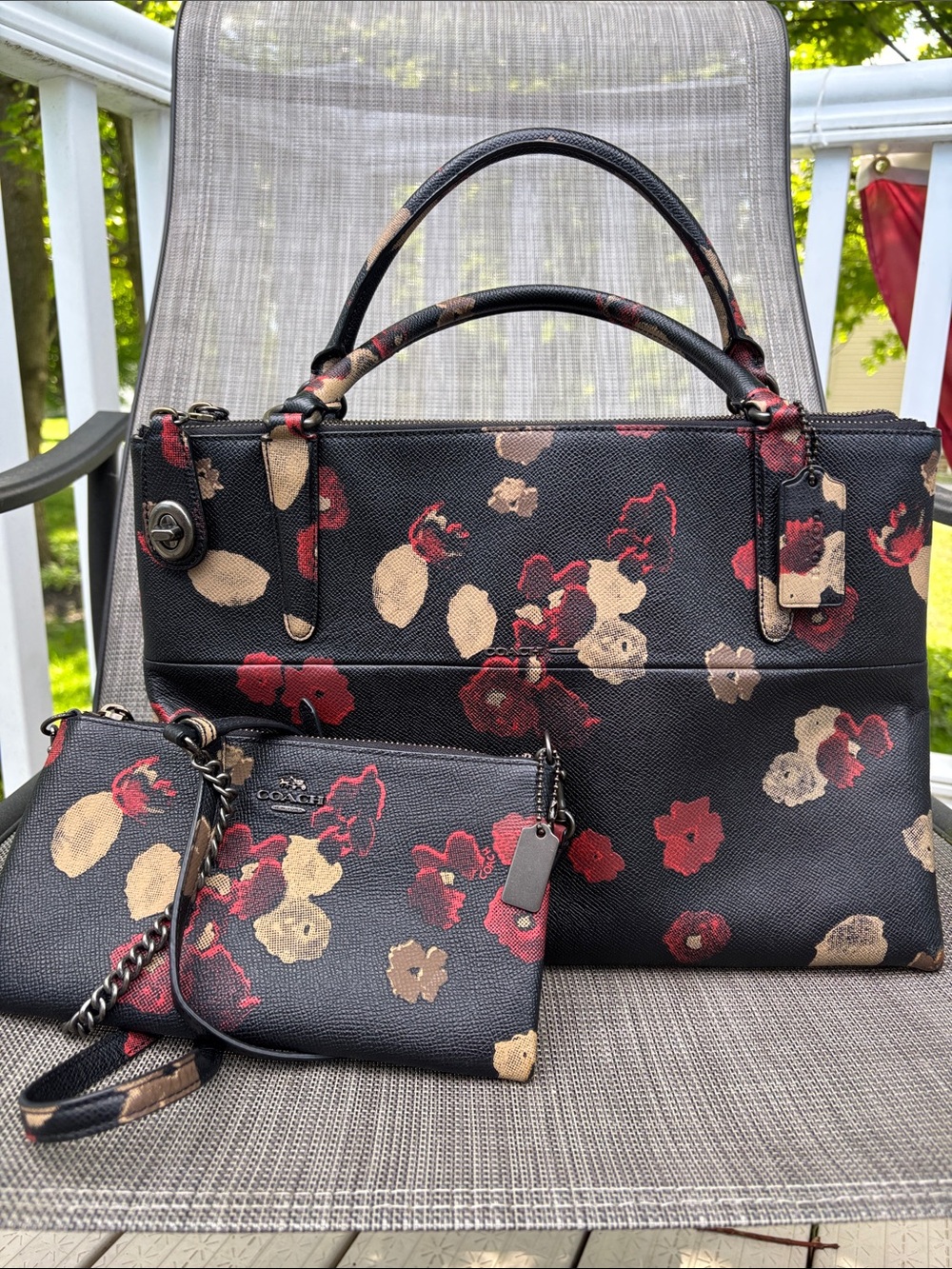 Rare Coach Floral Borough Bag and chain wallet